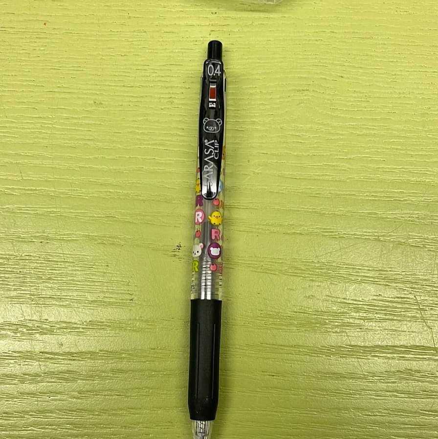 Stationery Kawaii Import Pens | Black Rilakkuma Sarasa Clip 0.4Mm Pen