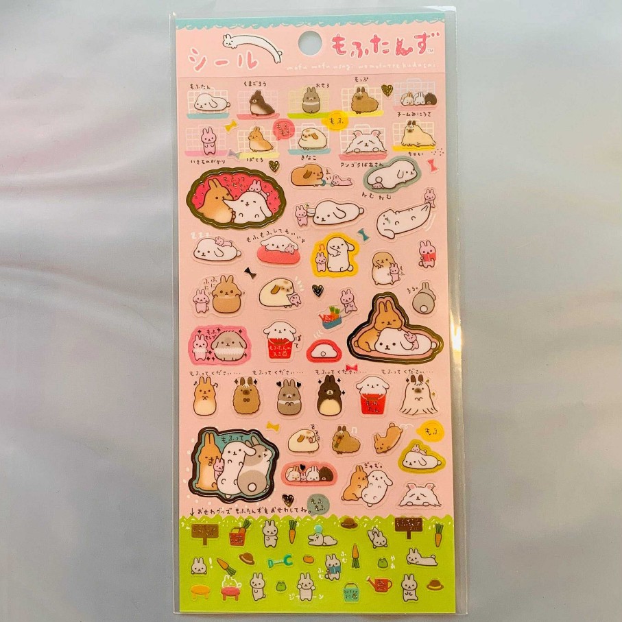 Stationery Kawaii Import San-X Stickers & Washi | San-X Mofutans Mochi Bunnies Clear Stickers With Metallic Accents: 3