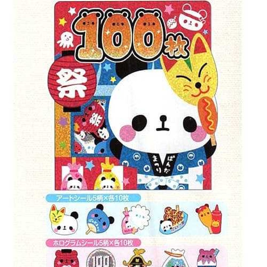 Stationery Kawaii Import Sticker Flakes | Kamio Panda Matsuri Festival 100-Piece Sticker Sack