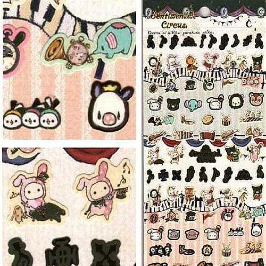 Stationery Kawaii Import San-X Stickers & Washi | San-X Sentimental Circus Stickers: Accordion 2