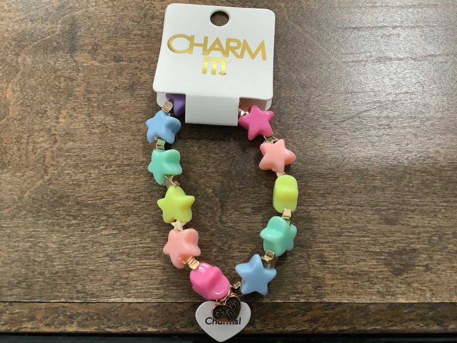 Styles Charm It Charm It! | Gold Pastel Star Stretch Bead Bracelet