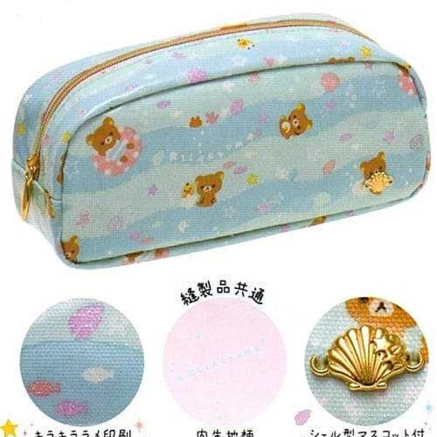 Styles Kawaii Import Pen Pouches | San-X Rilakkuma Summer Vacation 7.5" Pouch