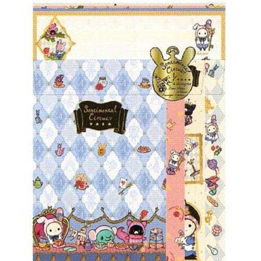 Stationery Kawaii Import Letter Sets | San-X Sentimental Circus Alice Quad Letter Set: Light Blue