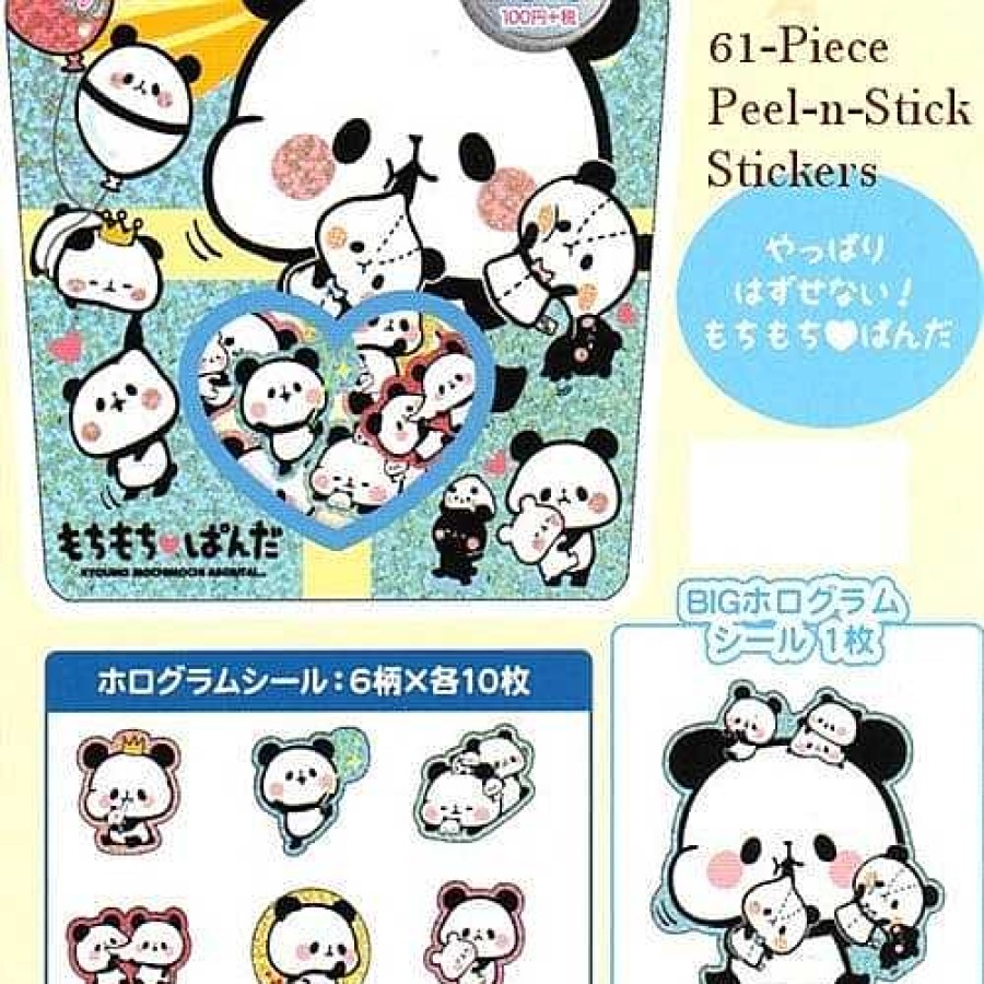 Stationery Kawaii Import Sticker Flakes | Kamio 61-Piece Sticker Sack: Mochi Panda