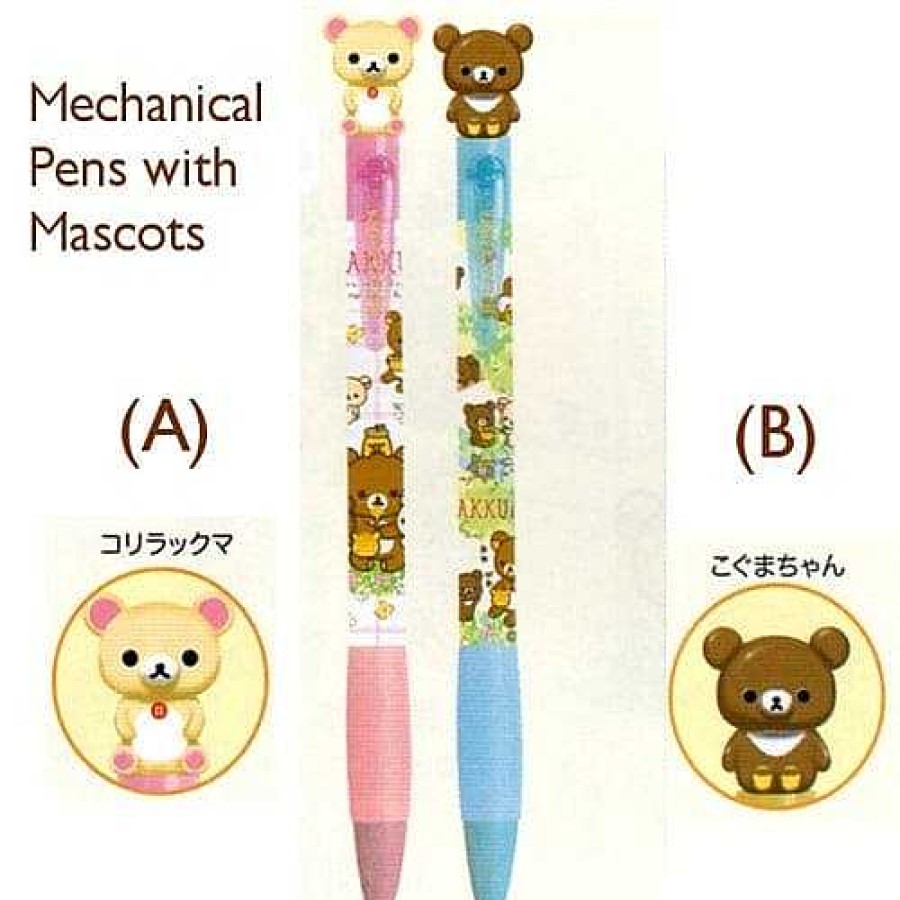 Stationery Kawaii Import Pens | San-X Rilakkuma Relax Bear Mechanical Pens With Mascots: Kogumachan & The Honey Forest