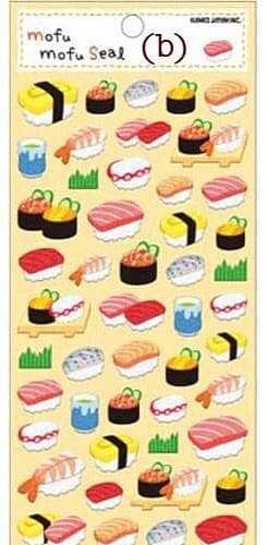 Stationery Kawaii Import Japanese Stickers | Kamio Mofu Mofu Seal: Sushi Fuzzy Stickers