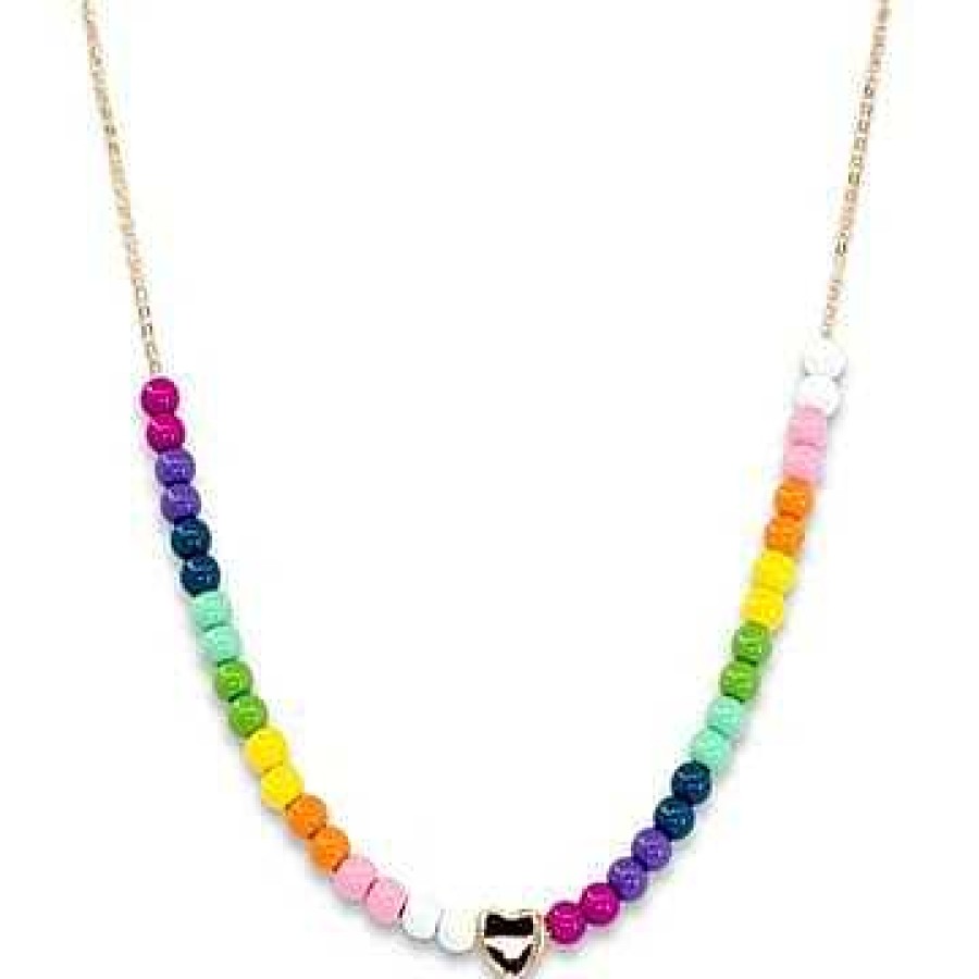 Styles Charm It Charm It! | 4Mm Gold Rainbow Bead Necklace