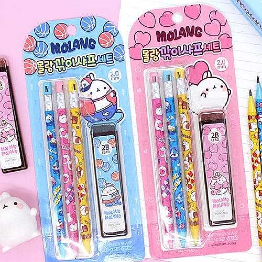 Stationery BeeCrazee Pencils | Molang Three Mechanical Pencils & 2.0-Mm Lead Surprise Set