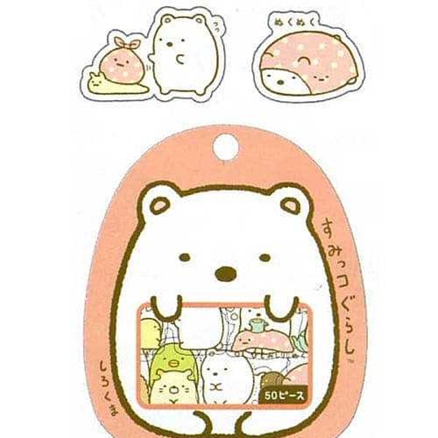 Stationery Kawaii Import San-X Stickers & Washi | San-X Sumikko Gurashi "Things In The Corner" 50-Piece Sticker Sack: Polar Bear