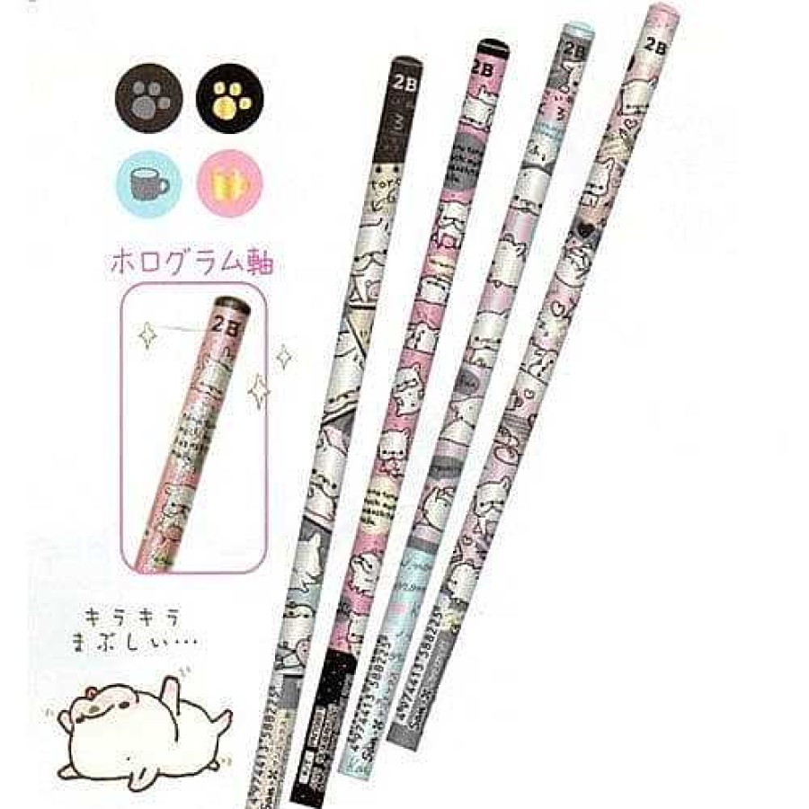 Stationery Kawaii Import Lead Pencils | San-X Toromi French Bulldog Puppy 2B Lead Pencil: Complete 4-Piece Set (2012)