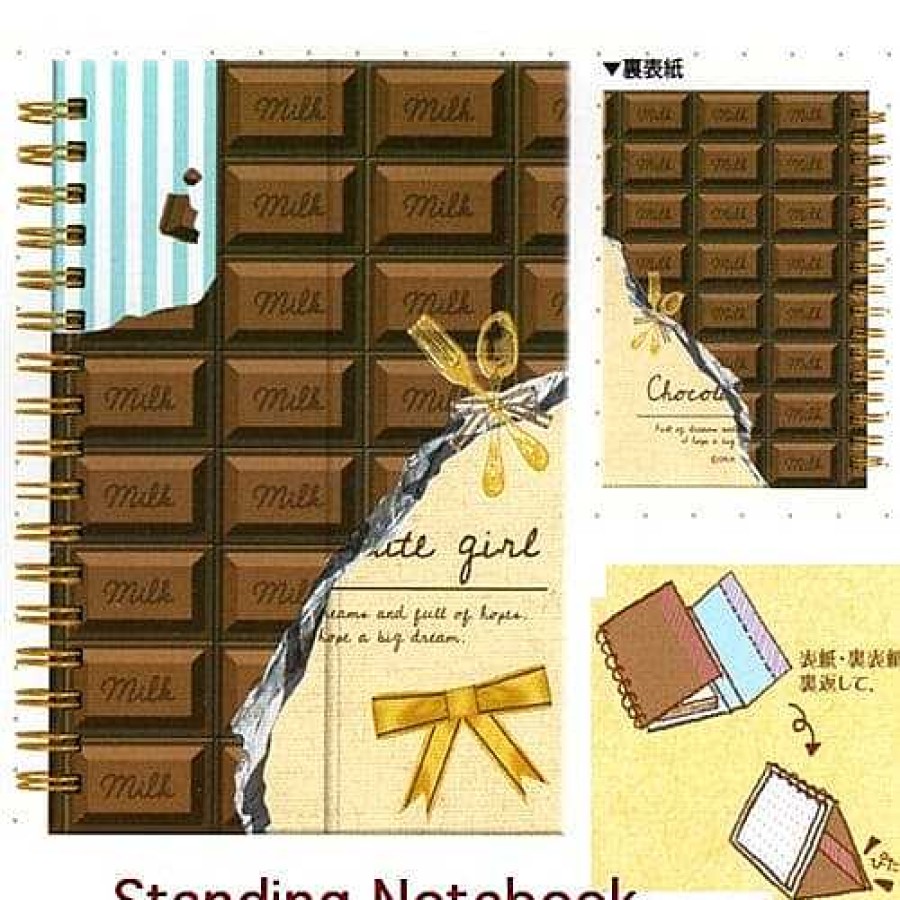 Stationery Kawaii Import Spiral Notebooks | Crux Chocolate Girl A6 Stand Up Lined Notebook