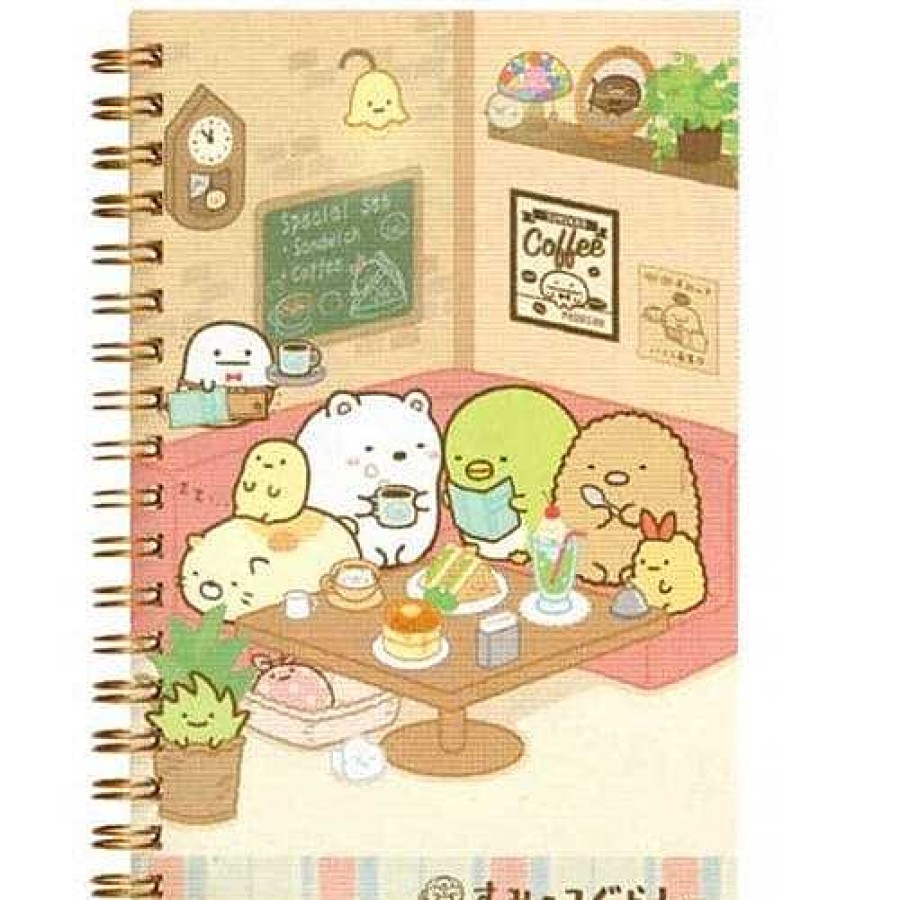 Stationery Kawaii Import Spiral Notebooks | San-X Coffee Shop Sumikko Gurashi B6 Hard Cover Spiral Notebook: (A)