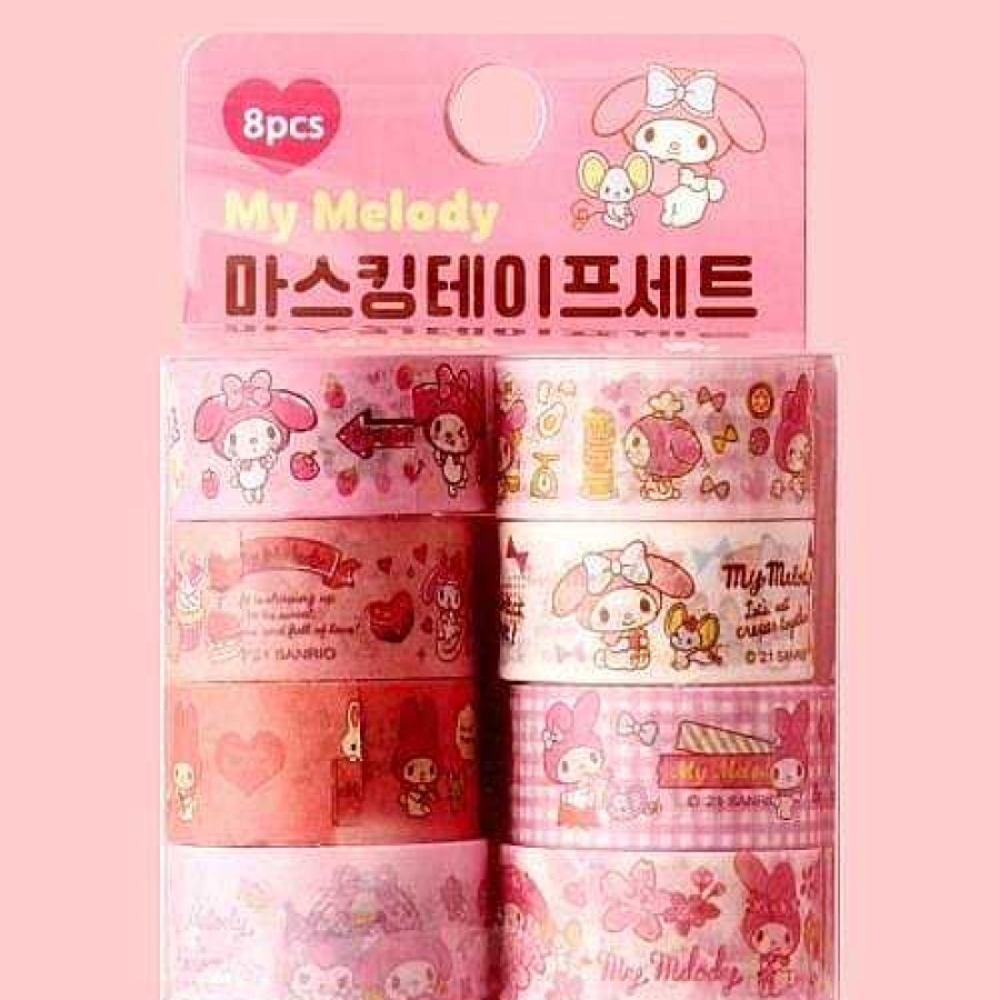 Stationery BeeCrazee Sanrio Stickers & Washi | Sanrio My Melody Masking Tapes - 8 Piece Set